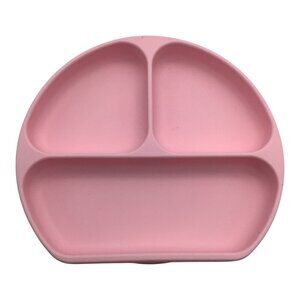Bumkins Silicone Grip Divided Plate For Babies & Toddlers Pink Suction Base